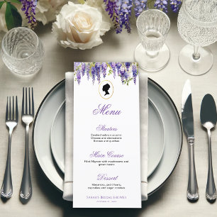Menú Vintage Regency Lady Purple Wisteria Bridal Shower