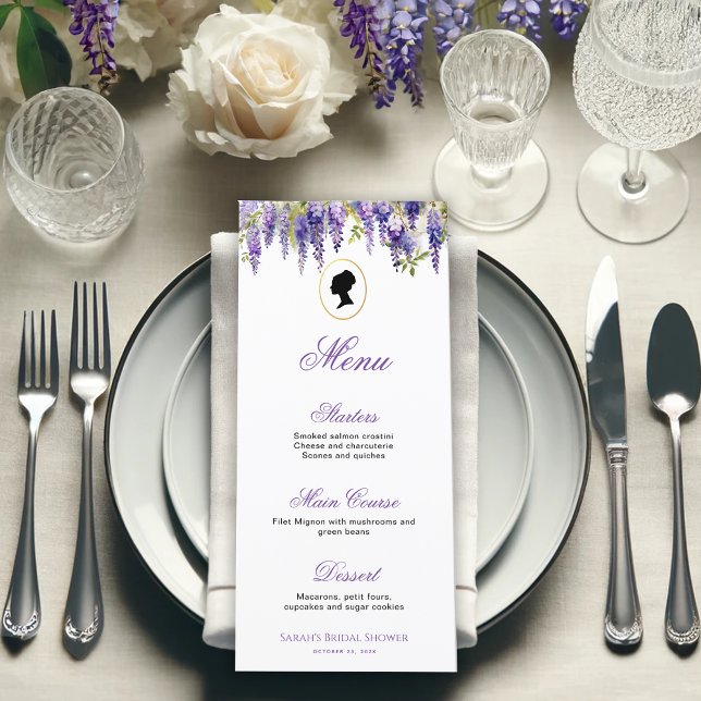 Menú Vintage Regency Lady Purple Wisteria Bridal Shower (Subido por el creador)
