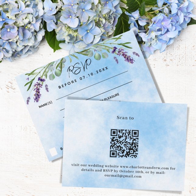 Menú violeta de Lavender azul respuesta QR boda RS (Subido por el creador)