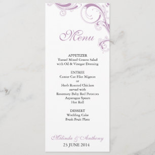 Menú Violeta De Swirl Filigree