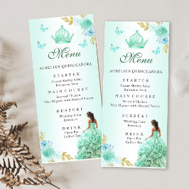 Menú Vistazo de la princesa verde de la menta Quinceañe