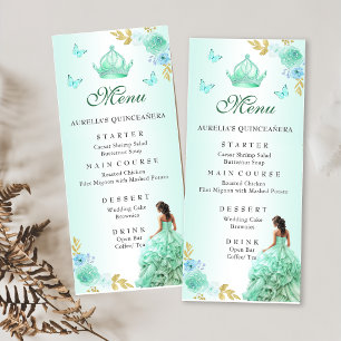 Menú Vistazo de la princesa verde de la menta Quinceañe