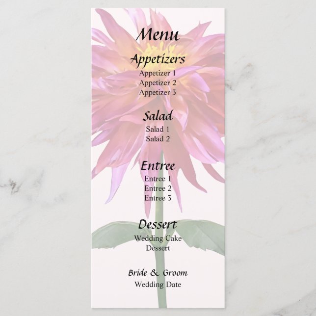 Menú Vivid Pink Dahlia (Anverso)