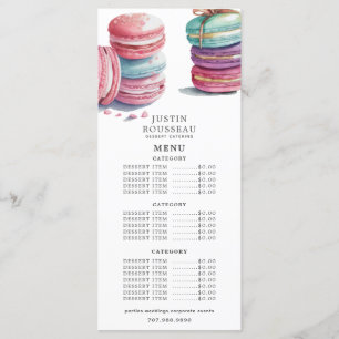 Menú Watercolor Baker Bakery Pastry Chef