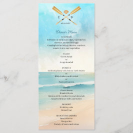 Menú Watercolor Beach Oars Wedding