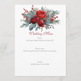 Menú Watercolor Burgundy & Blush Roses wedding