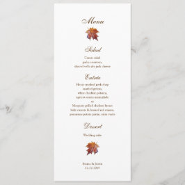 Menú Watercolor Caer Leaf Fall Wedding