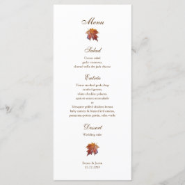 Menú Watercolor Caer Leaf Fall Wedding Rackcard