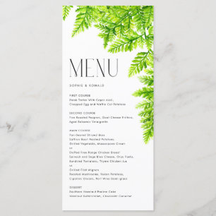 Menú Watercolor Chartreuse Green Fern deja Boda