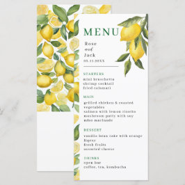 Menú Watercolor Lemon Garden Wedding