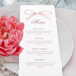 Menú Watercolor Pink Bow Classic