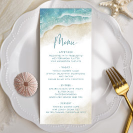 Menú Watercolor Summer Ocean Beach Wedding