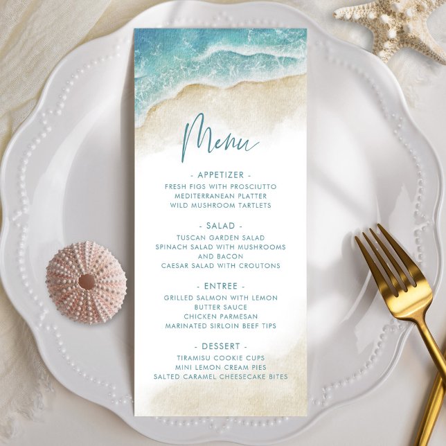 Menú Watercolor Summer Ocean Beach Wedding (Subido por el creador)