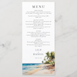 Menú Watercolor Tropical Beach Destination Wedding