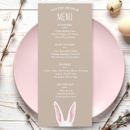 Menú Watercolor White Bunny Ears On Beige Easter Brunch