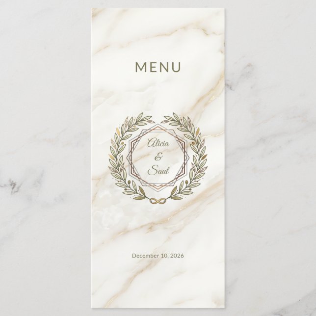 Menú Wedding Marble and Laurel / Boda Mármol y Laurel (Anverso)