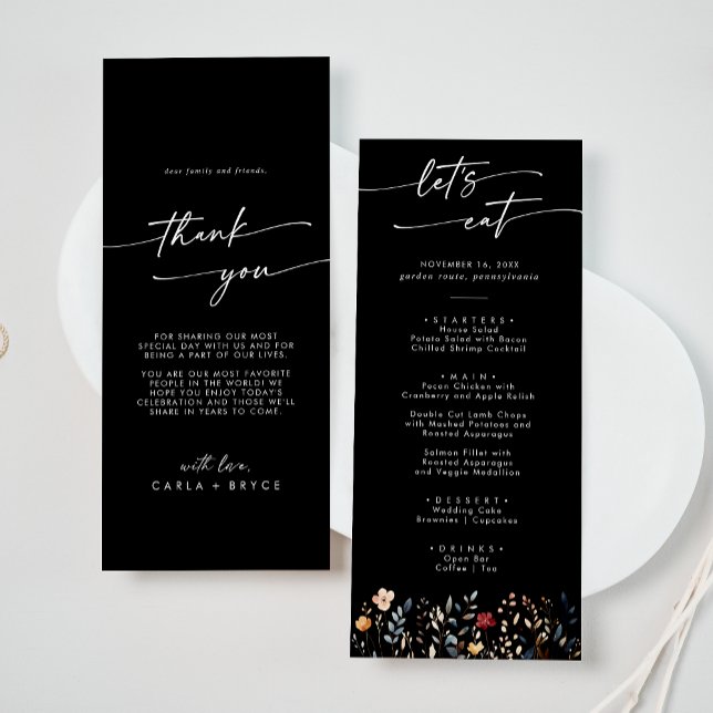 Menú Whimsical Boho Wildflower Thank You and Wedding (Subido por el creador)