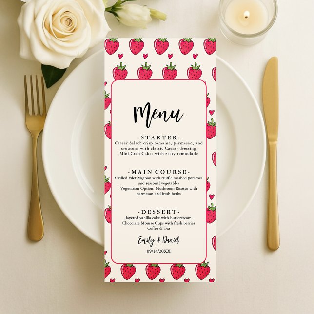 Menú Whimsical Pink Strawberry Wedding (Sweet strawberry wedding design for a fun romantic celebration)