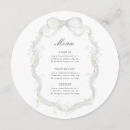 Menú White Ribbon Baby's Breath Round
