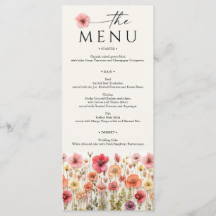 Menú Wildflower Boho Boda