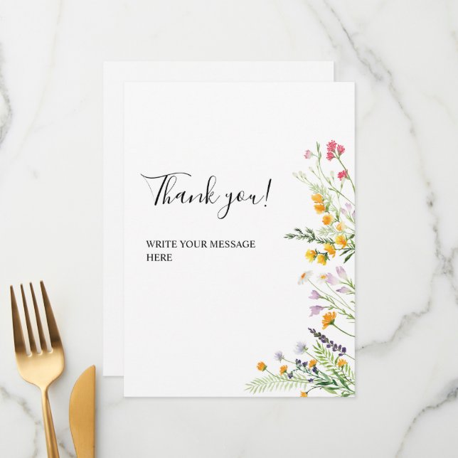 Menú Wildflowers modern Thank you table sign (Anverso/Reverso In Situ)