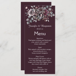 Menú Wine, Dusty Purple, Dark Teal Wedding |