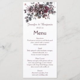 Menú Wine, Dusty Purple, Dark Teal Wedding |