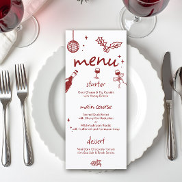 Menú Wine Tasting Holiday Christmas Party Hand-Drawn