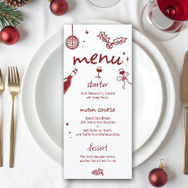 Menú Wine Tasting Party Holiday Christmas Hand-Drawn