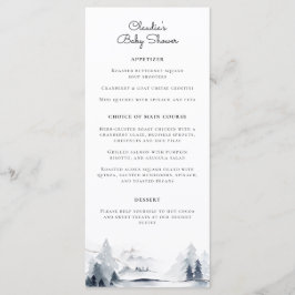 Menú Winter Woodland Modern Script Baby Shower