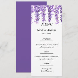 Menú Wisteria Boda de acuarela morada