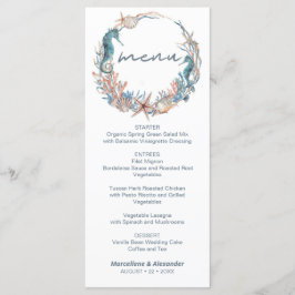 Menú Wreath del mar | Boda de acuarela de playa tropica