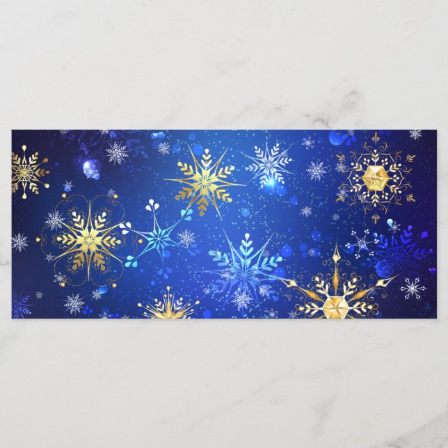 Menú XMAS Blue Background with Golden Snowflakes (Anverso)