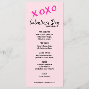 Menú XOXO Cena fiesta de una chica rosada de Galentine
