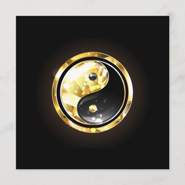 Menú Yin Yang dorado en negro (Anverso)
