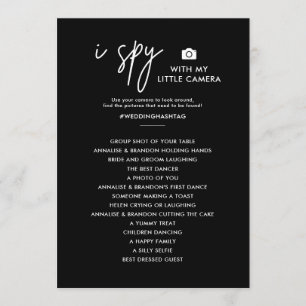 Menú Yo espía la caza de fotos del juego del Boda negro