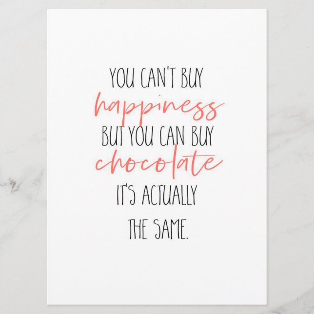 Menú You can't buy happiness but you can buy chocolate (Anverso)