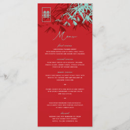 Menú Zen Bamboo rojo y turquesa deja Boda chino