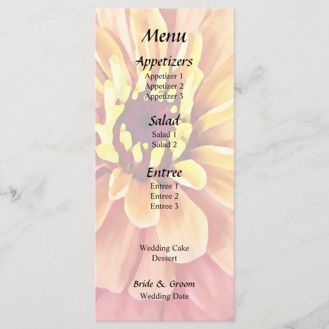 Menú Zinnia en tonos de naranja (Anverso)