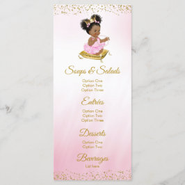Menús Baby Shower de la Princesa de Oro Rosa