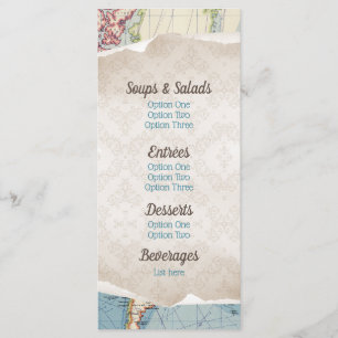 Menús Baby Shower de Mapa de Vintage