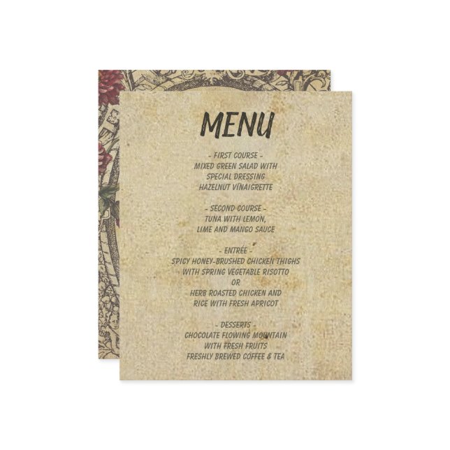 Menús Boda clásico marrón (Anverso/Reverso In Situ)