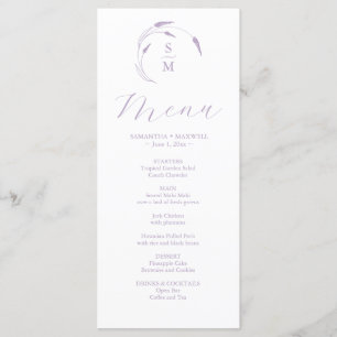 Menús Boda Lavender Monograma simple