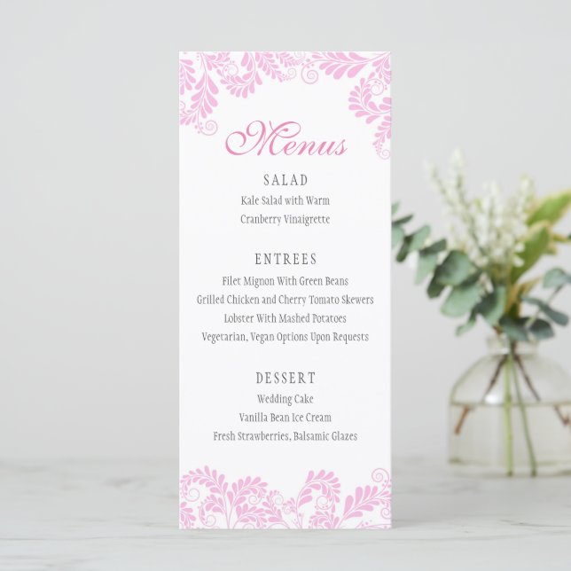 Menús Boda rosa delicioso (Anverso de pie)