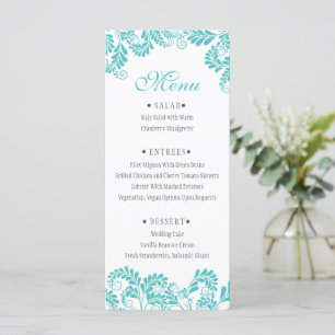 Menús Boda turquesa elegante y florido