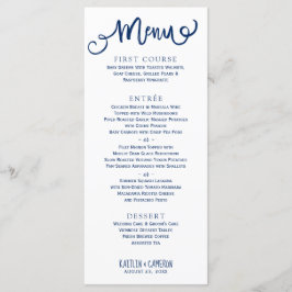 Menús de Boda Modernos | Tipografía (Azul Marino)