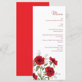 Menús de boda romántica con rosa roja
