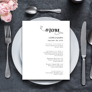 Menús de Boda Rústicos con Caligrafía Sencilla