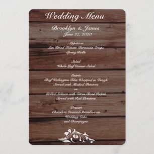Menús de Boda Rústicos Tarjetas de Invitación Pers