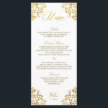 Menús de bodas elegantes | Esquina de época (Relie<br><div class="desc">Menú Boda Nadine (Relieve metalizado dorado Faux): Esta elegante carta de menú nupcial se coordina perfectamente con nuestra suite invitaciones Nadine. El color de diseño se encuentra en un Relieve metalizado de imitación de oro. No es real,  sino un efecto impreso de Relieve metalizado de oro.</div>